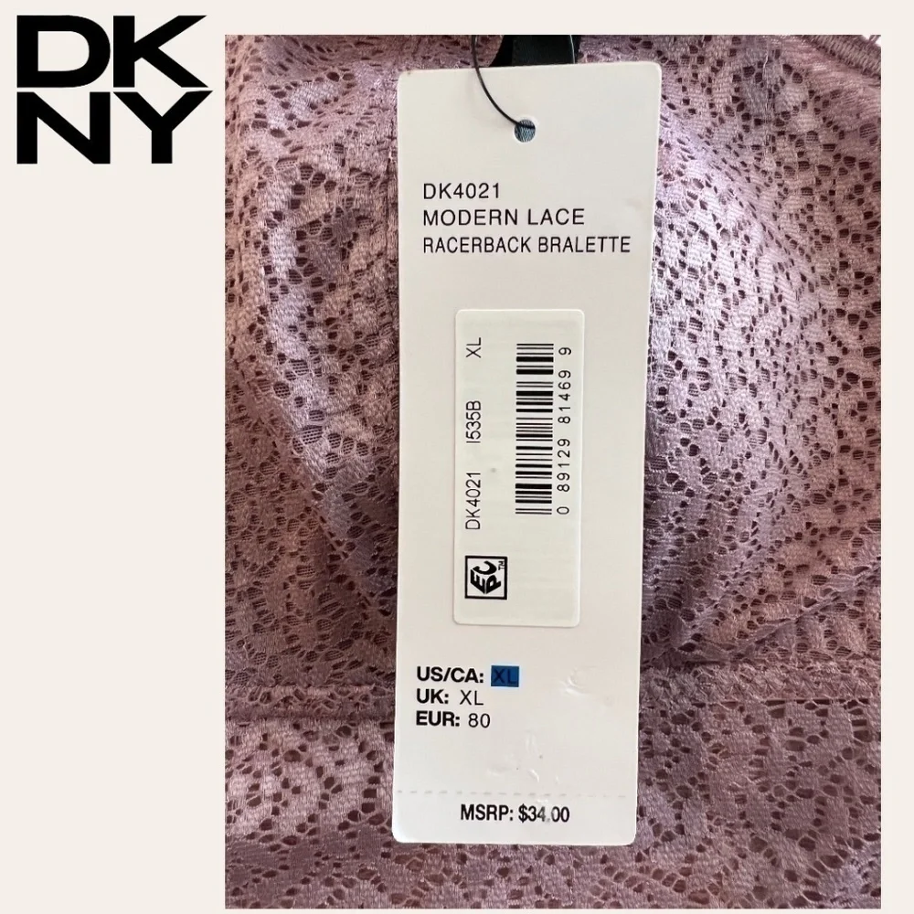 DKNY Modern All-Lace V-Neck Racerback Wireless Longline Bralette NWT/XL